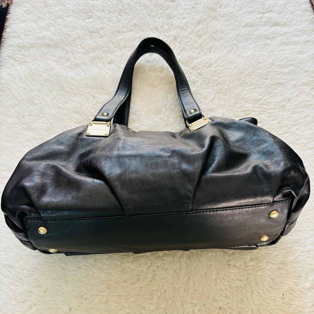 Michael Kors Drawstring Black Leather Satchel Bag w/ Dustbag - Picture 2 of 16